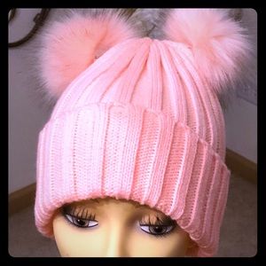 Cute Pink Double Pom-Pom Winter Hat